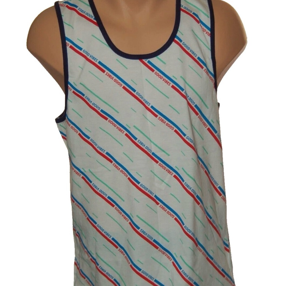 Upstanders White GOOD VIBES Men’s Tank Top Cotton goodvibes size small